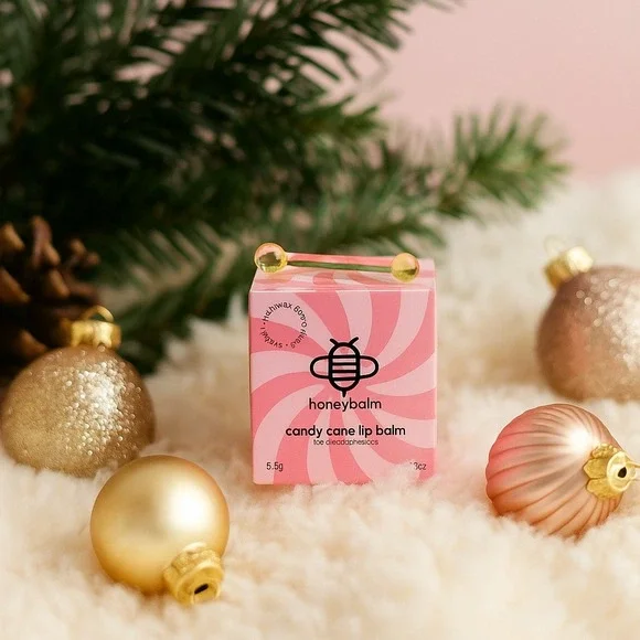 Honeybalm Candy Cane Lip Balm + Gold Applicator | Holiday Stocking Stuffer - Picture 2 of 7